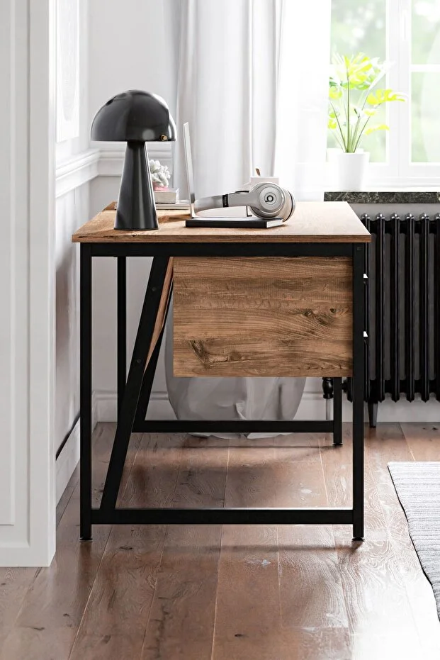 Çalışma Masası, Ofis Masası - 70x160 cm - Çam - 4 Çekmeceli